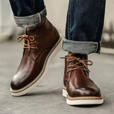 Cowhide Genuine Leather Brown Boot